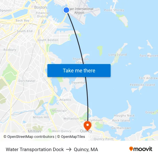 Water Transportation Dock to Quincy, MA map