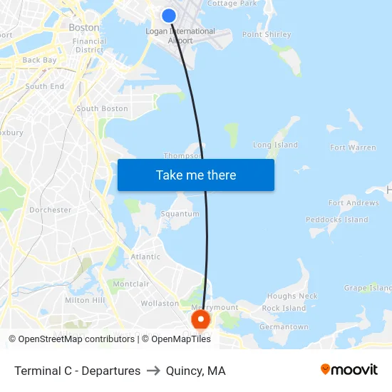 Terminal C - Departures to Quincy, MA map