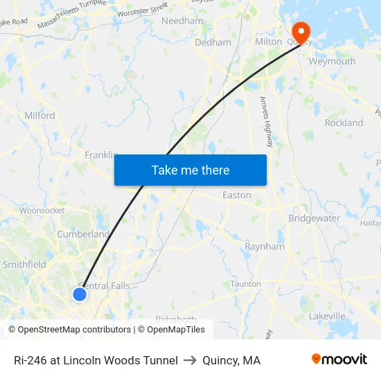 Ri-246 at Lincoln Woods Tunnel to Quincy, MA map