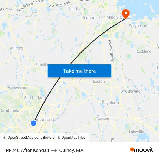 Ri-246 After Kendall to Quincy, MA map