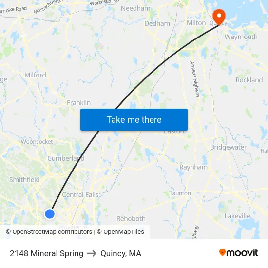 2148 Mineral Spring to Quincy, MA map