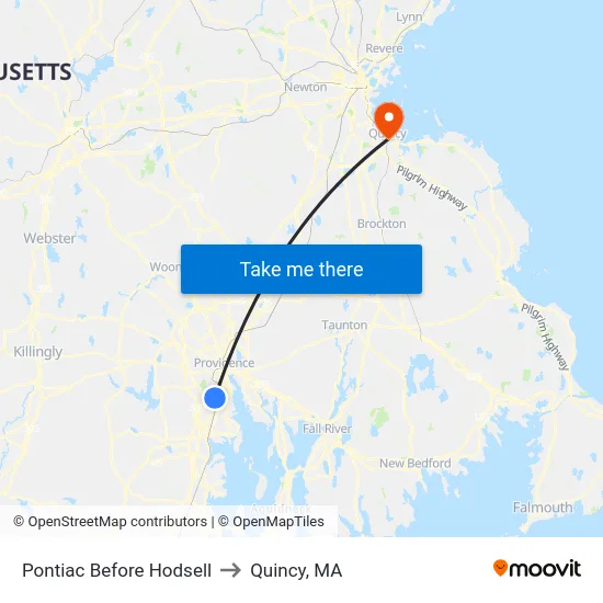 Pontiac Before Hodsell to Quincy, MA map