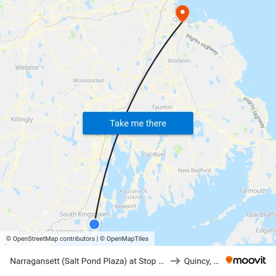 Narragansett (Salt Pond Plaza) at Stop & Shop to Quincy, MA map