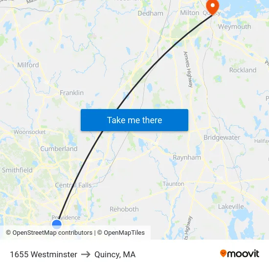 1655 Westminster to Quincy, MA map