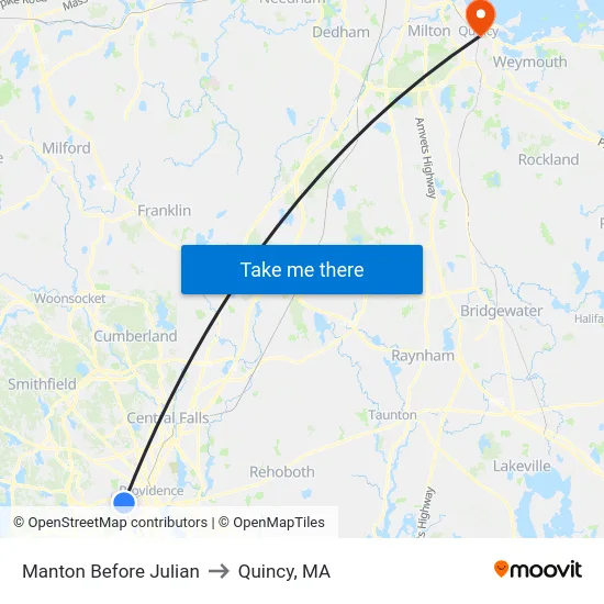 Manton Before Julian to Quincy, MA map
