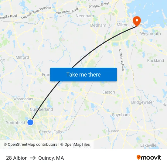 28 Albion to Quincy, MA map