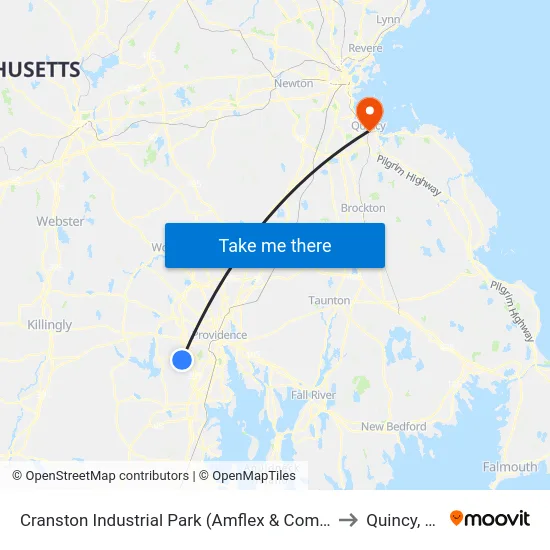 Cranston Industrial Park (Amflex & Comstock) to Quincy, MA map