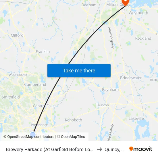 Brewery Parkade (At Garfield Before Lowe'S) to Quincy, MA map