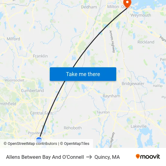 Allens Between Bay And O'Connell to Quincy, MA map