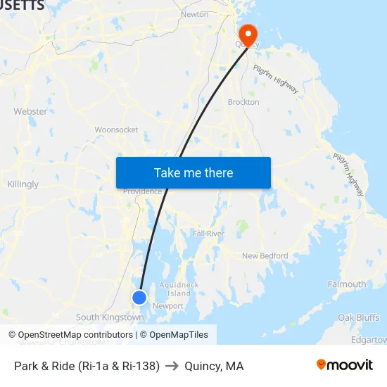 Park & Ride (Ri-1a & Ri-138) to Quincy, MA map