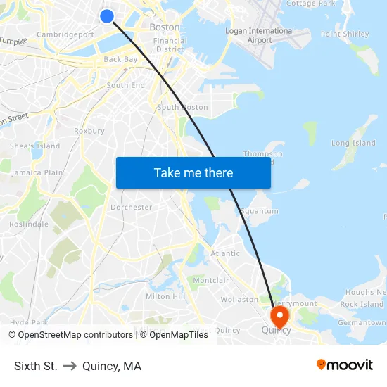 Sixth St. to Quincy, MA map