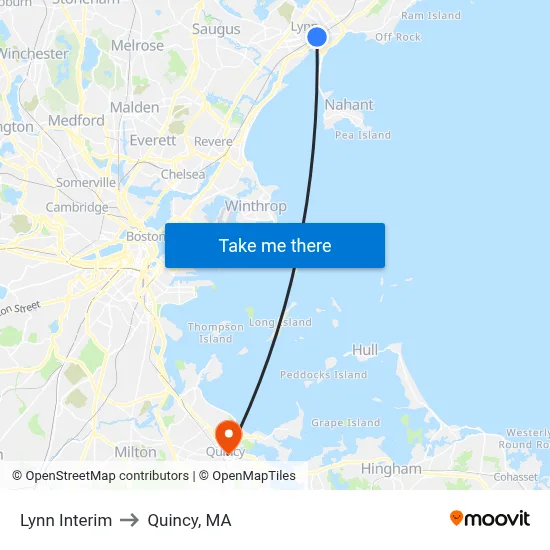 Lynn Interim to Quincy, MA map
