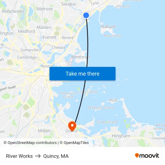 River Works to Quincy, MA map