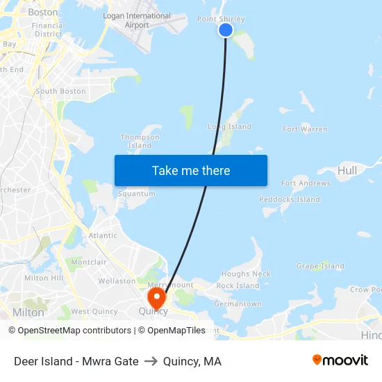 Deer Island - Mwra Gate to Quincy, MA map