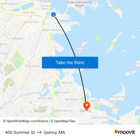 400 Summer St to Quincy, MA map