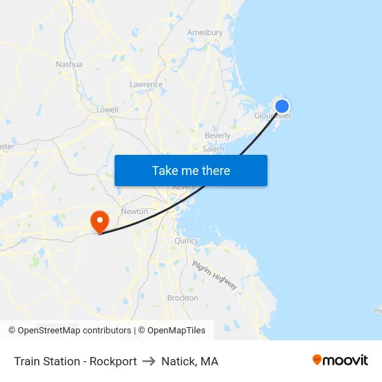 Train Station - Rockport to Natick, MA map