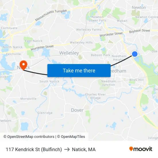 117 Kendrick St  (Bulfinch) to Natick, MA map
