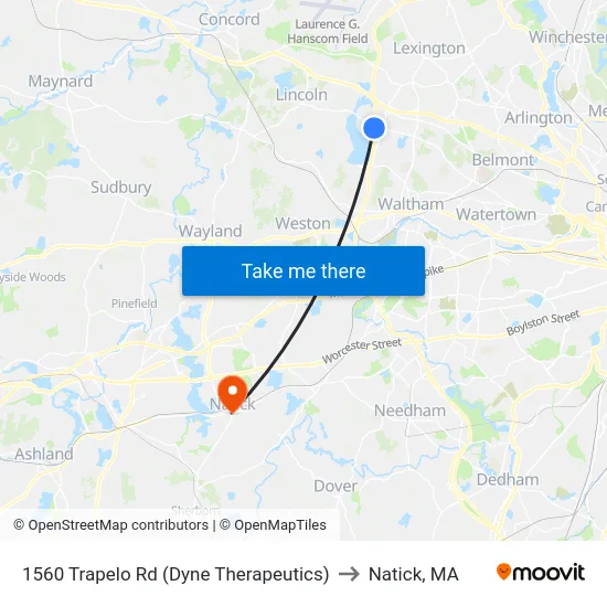 1560 Trapelo Rd  (Dyne Therapeutics) to Natick, MA map