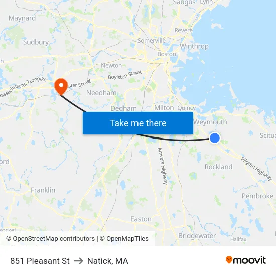 851 Pleasant St to Natick, MA map