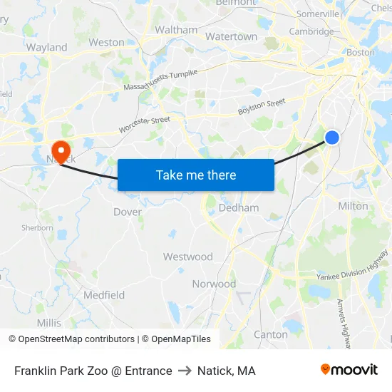 Franklin Park Zoo @ Entrance to Natick, MA map