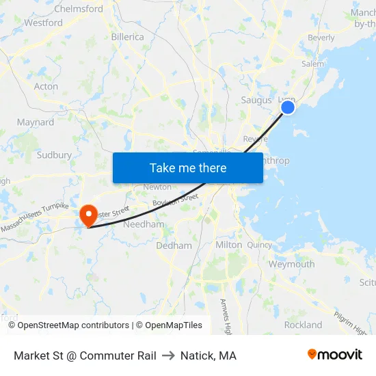 Market St @ Commuter Rail to Natick, MA map
