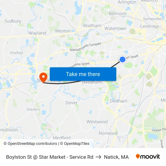 Boylston St @ Star Market - Service Rd to Natick, MA map