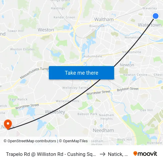 Trapelo Rd @ Williston Rd - Cushing Square to Natick, MA map