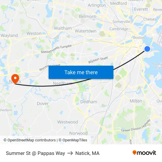 Summer St @ Pappas Way to Natick, MA map