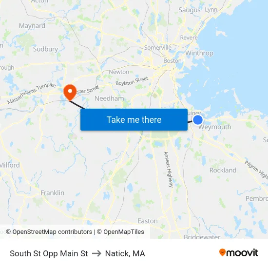 South St Opp Main St to Natick, MA map
