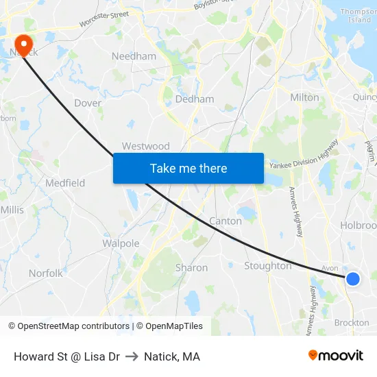 Howard St @ Lisa Dr to Natick, MA map
