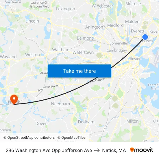 296 Washington Ave Opp Jefferson Ave to Natick, MA map