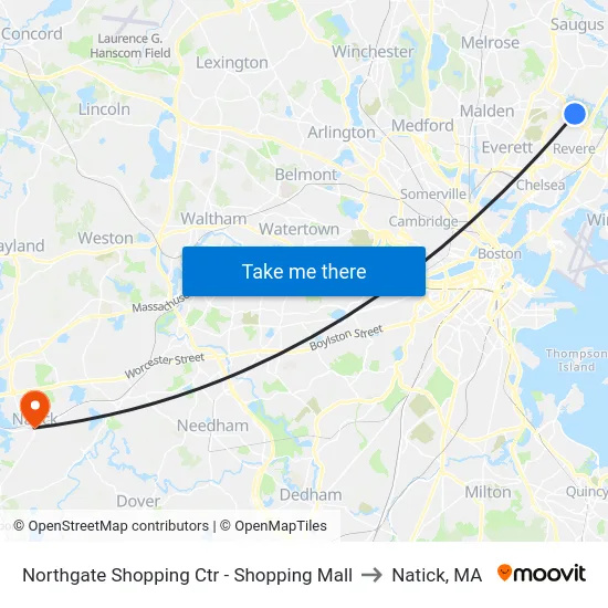 Northgate Shopping Ctr - Shopping Mall to Natick, MA map
