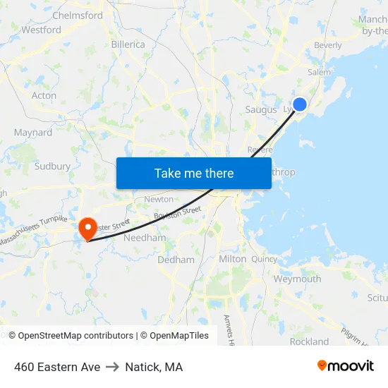 460 Eastern Ave to Natick, MA map