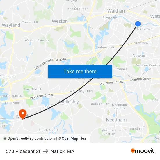 570 Pleasant St to Natick, MA map