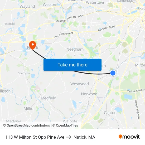 113 W Milton St Opp Pine Ave to Natick, MA map