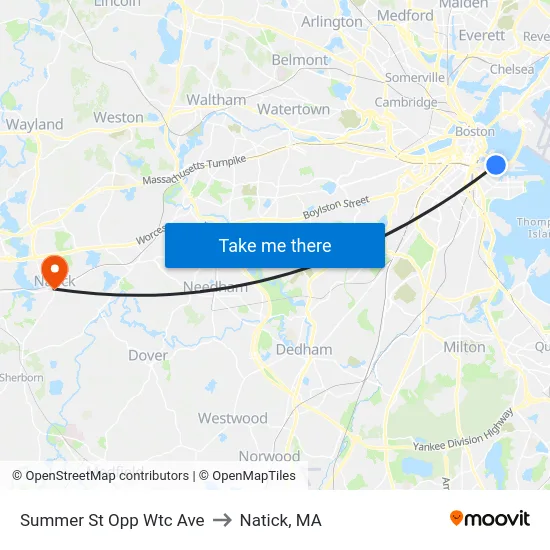 Summer St Opp Wtc Ave to Natick, MA map