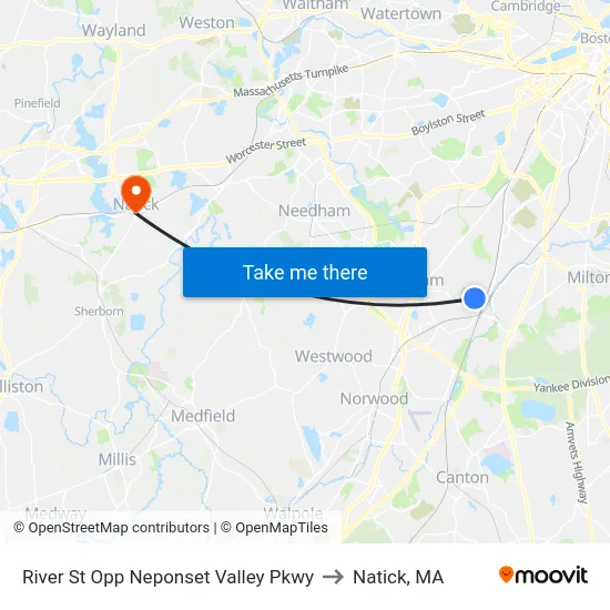 River St Opp Neponset Valley Pkwy to Natick, MA map