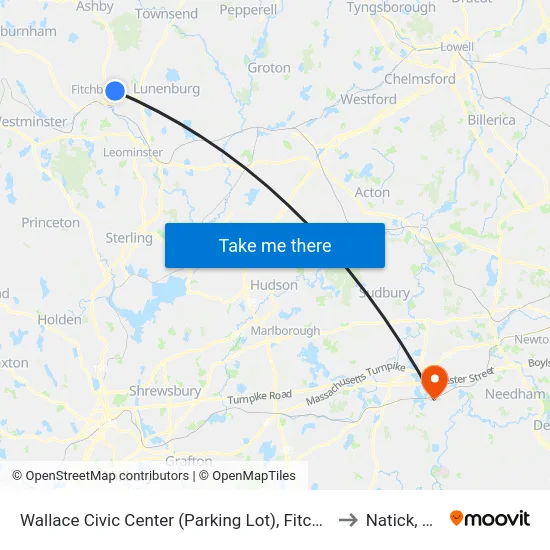 Wallace Civic Center (Parking Lot), Fitchburg to Natick, MA map