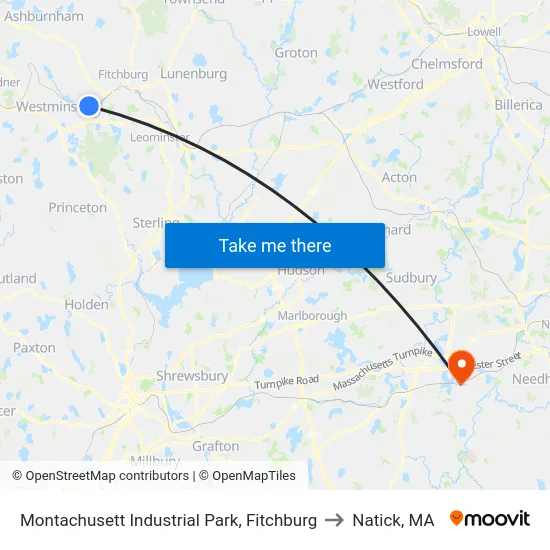 Montachusett Industrial Park, Fitchburg to Natick, MA map
