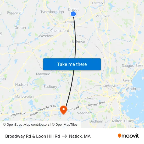 Broadway Rd & Loon Hill Rd to Natick, MA map