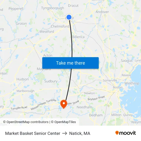 Market Basket Senior Center to Natick, MA map