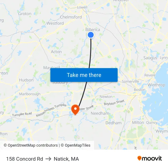 158 Concord Rd to Natick, MA map