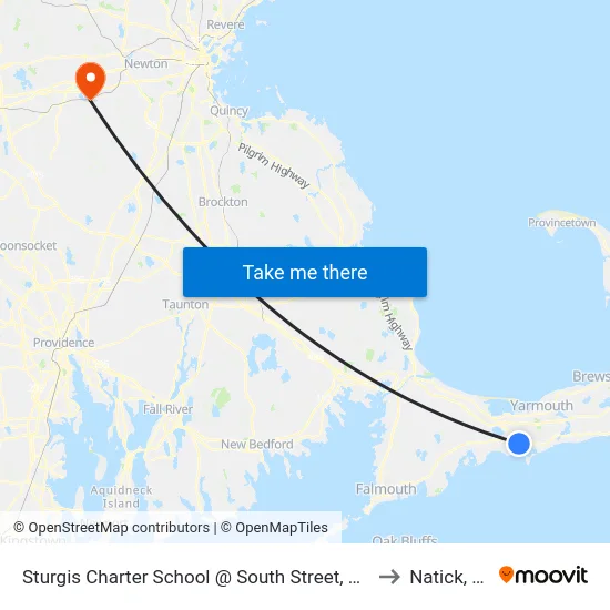 Sturgis Charter School @ South Street, Hyannis to Natick, MA map