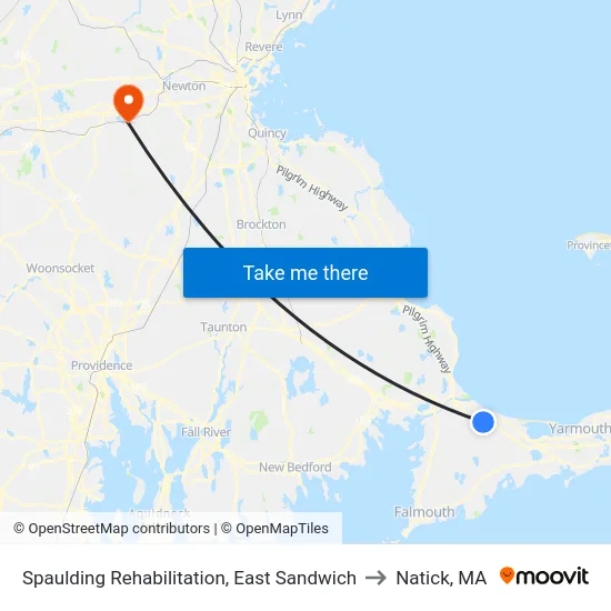 Spaulding Rehabilitation, East Sandwich to Natick, MA map