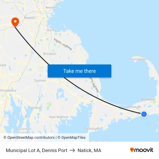 Municipal Lot A, Dennis Port to Natick, MA map