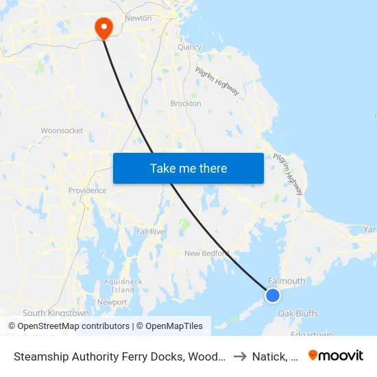 Steamship Authority Ferry Docks, Woods Hole to Natick, MA map