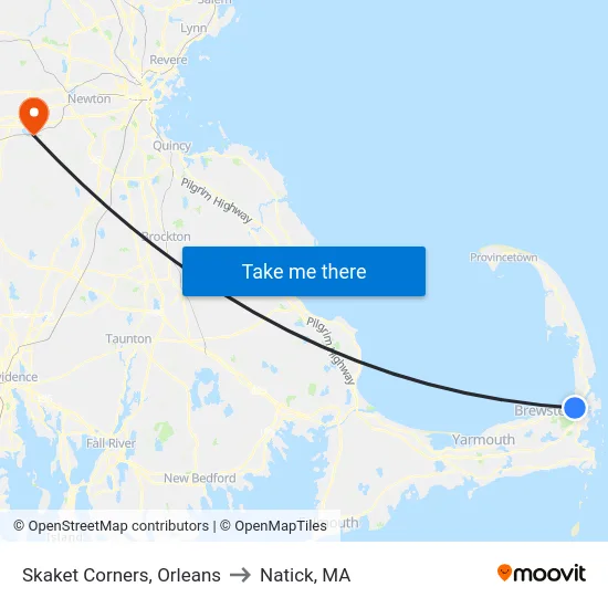 Skaket Corners, Orleans to Natick, MA map