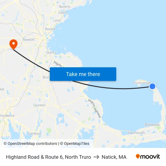 Highland Road & Route 6, North Truro to Natick, MA map