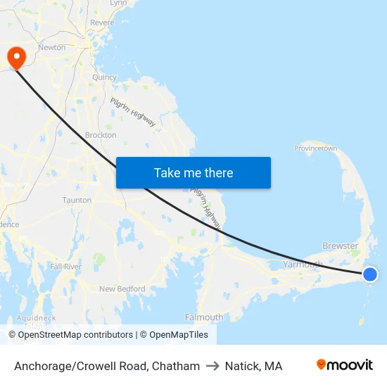 Anchorage/Crowell Road, Chatham to Natick, MA map