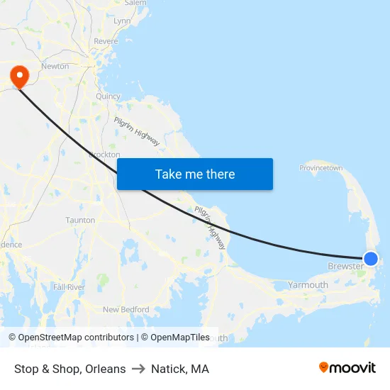 Stop & Shop, Orleans to Natick, MA map